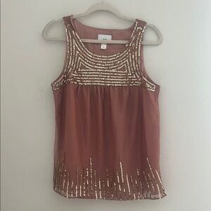 LOFT Pink Embellished Sleeveless Tank Top